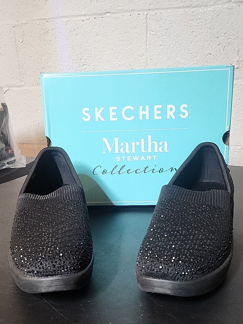 Martha Stewart Black Slip-On Sparkle Knit Clogs